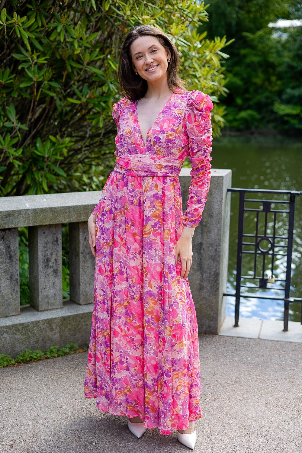 Georgette Maxi Dress Pink Blossom | Kjoler | Smuk - Dameklær på nett