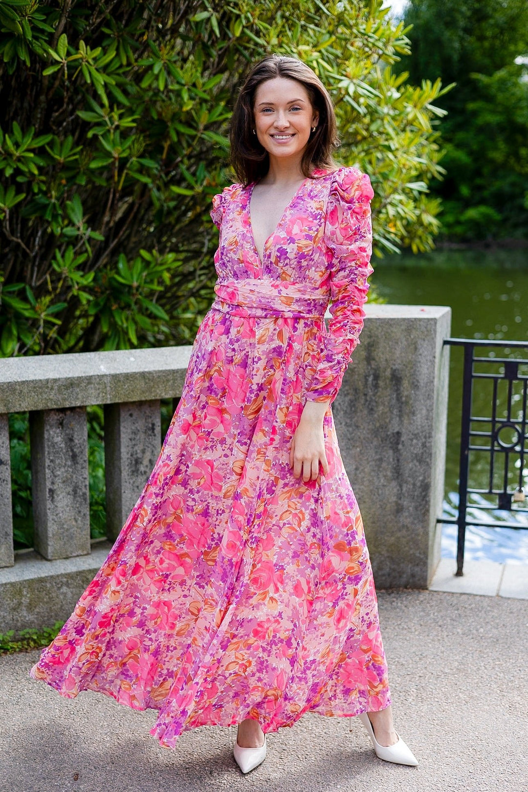 Georgette Maxi Dress Pink Blossom | Kjoler | Smuk - Dameklær på nett