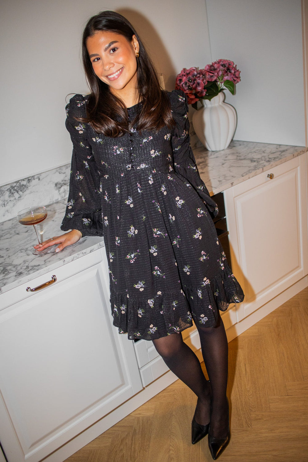 Georgette Mini Dress Flower Field | Kjoler | Smuk