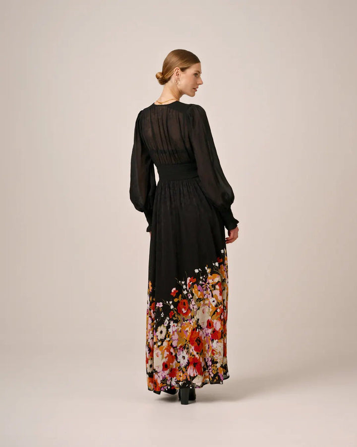 Georgette Smocking Gown Dark Bloom | Kjoler | Smuk - Dameklær på nett