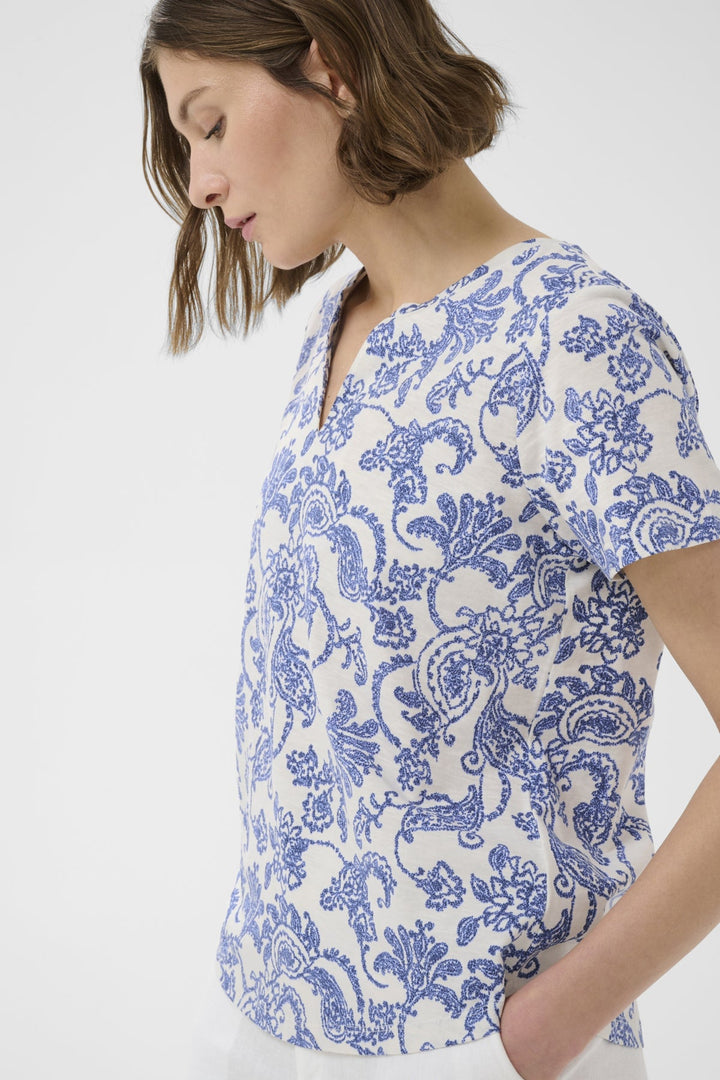 Gesinas T-Shirt Blue Dot Paisley Print | Topper | Smuk