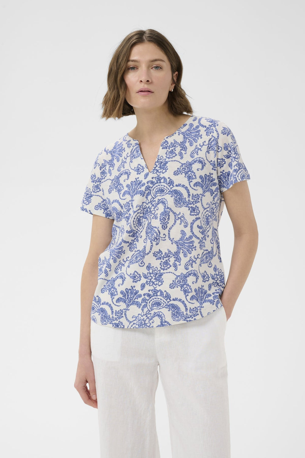 Gesinas T-Shirt Blue Dot Paisley Print | Topper | Smuk