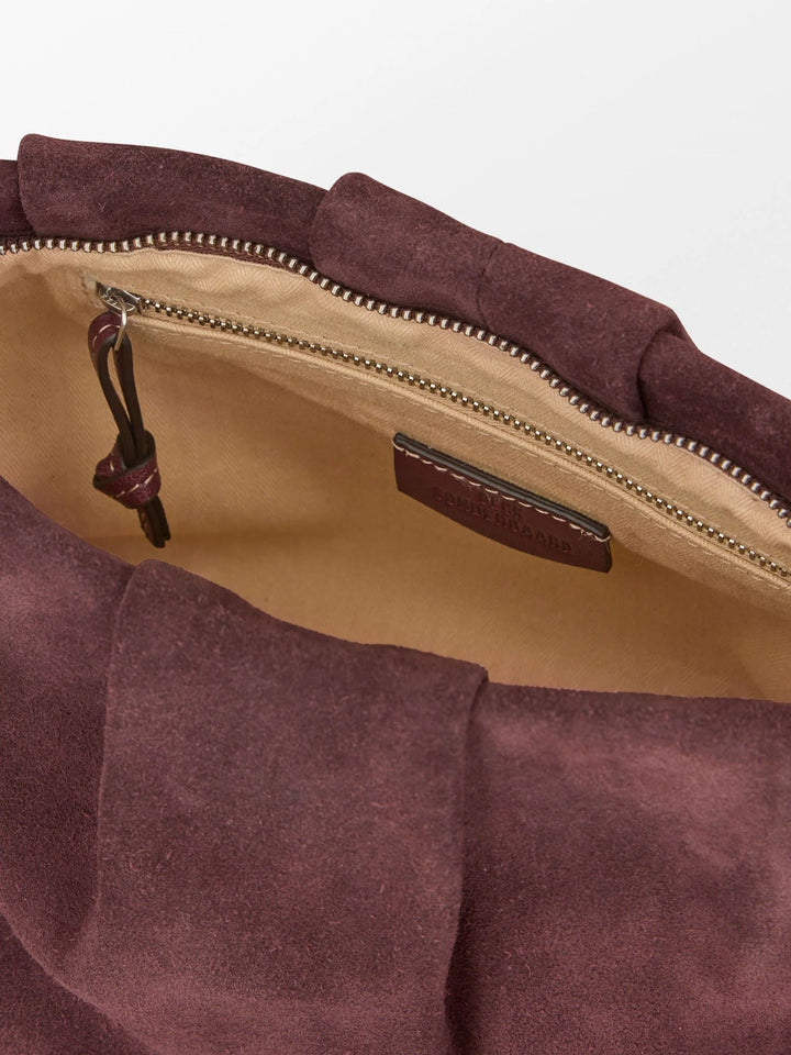 Suede Clutch Bag Maroon Brown