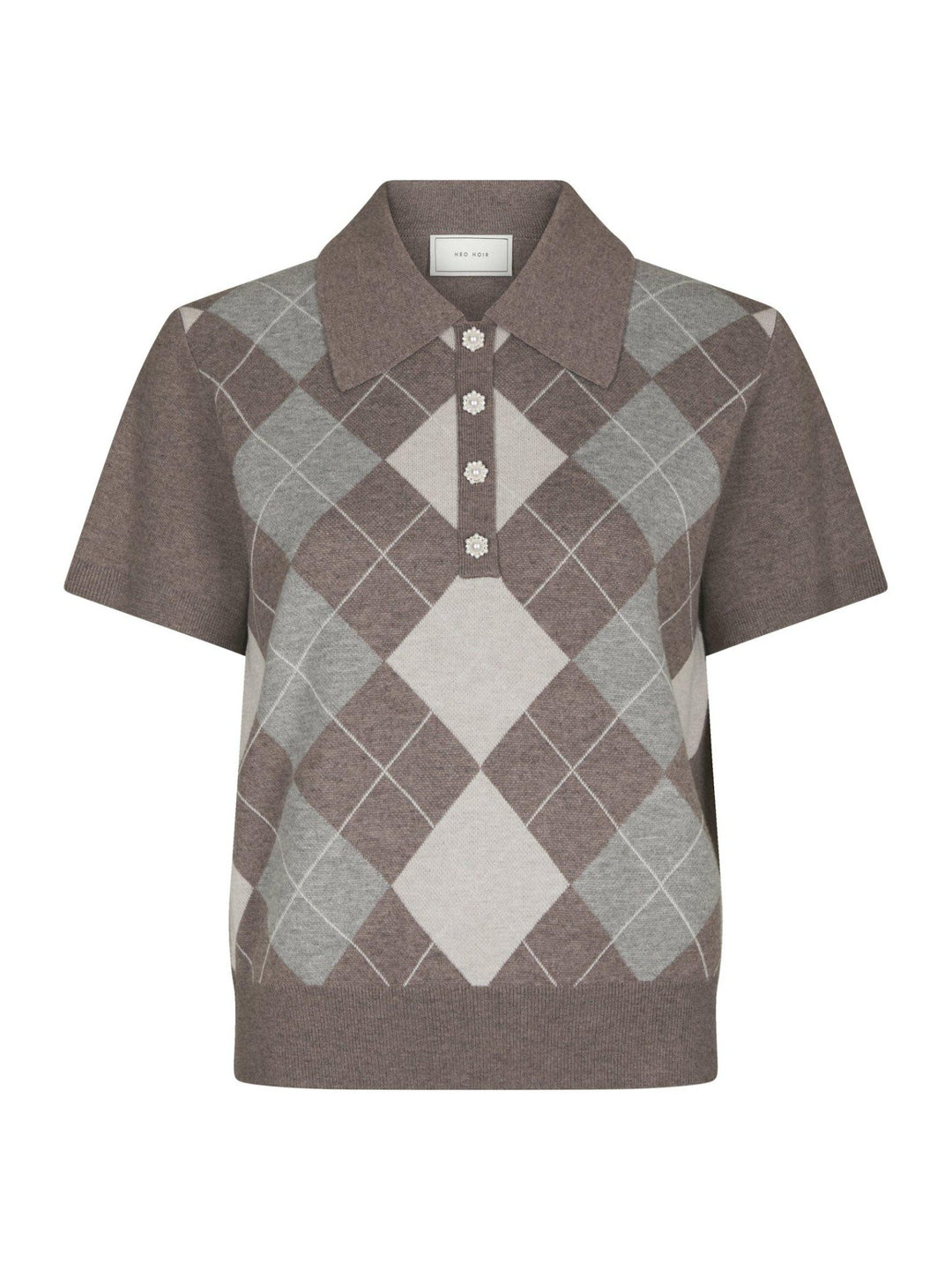 Gia Check Knit Blouse Dark Taupe | Genser | Smuk