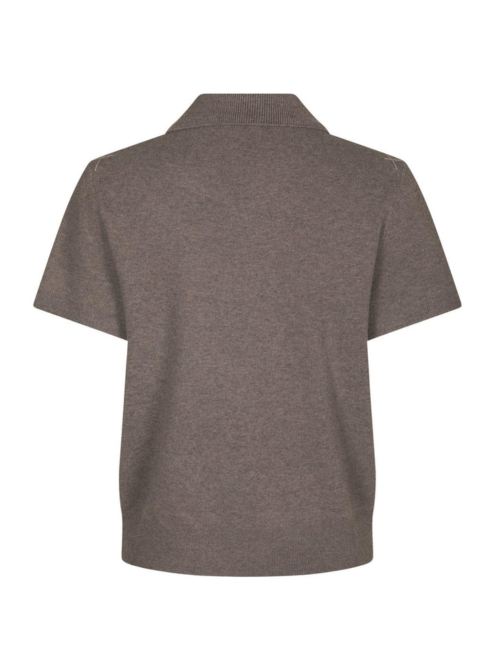 Gia Check Knit Blouse Dark Taupe | Genser | Smuk