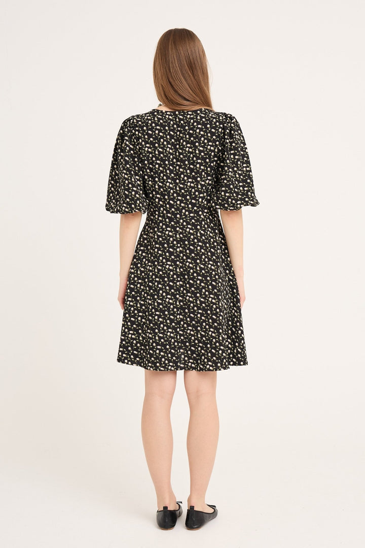 Gino 3/4 Dress Black/Green/Off White | Kjoler | Smuk - Dameklær på nett