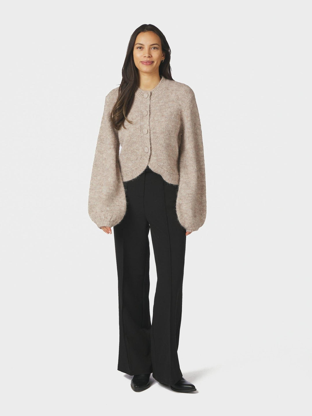 Gio Fluffy Knit Cardigan Beige Melange | Genser | Smuk