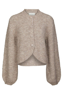 Gio Fluffy Knit Cardigan Beige Melange