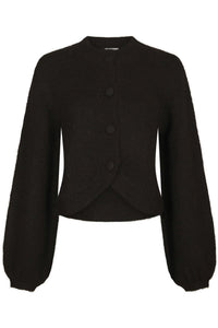 Gio Fluffy Knit Cardigan Dark Brown