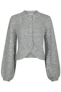 Gio Fluffy Knit Cardigan Grey Melange