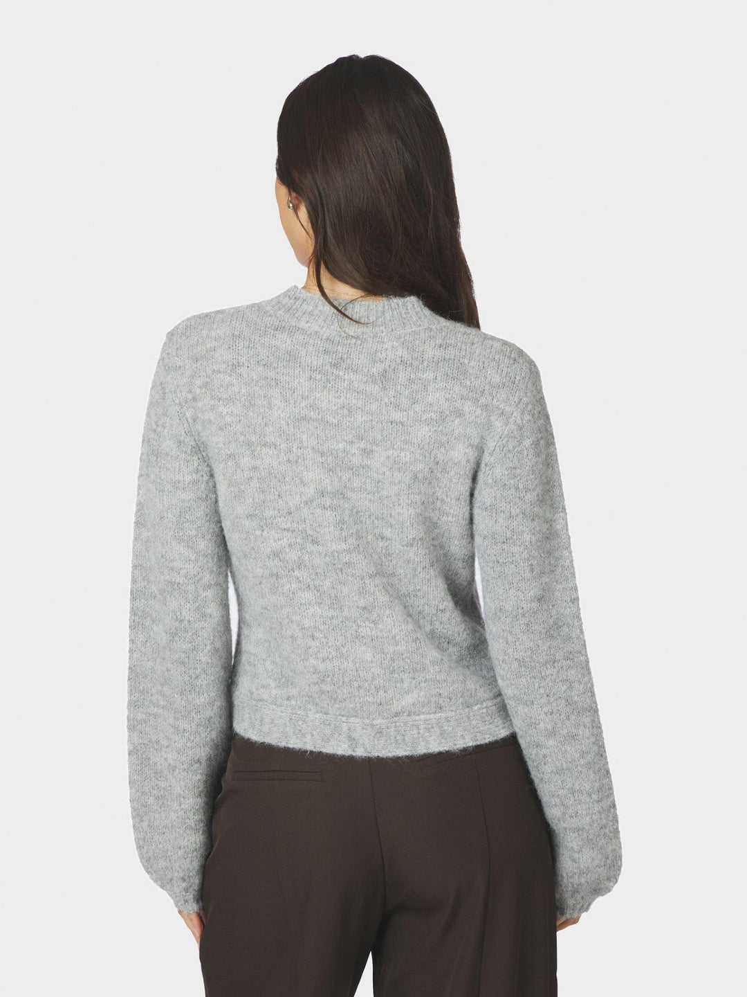 Gio Fluffy Knit Cardigan Grey Melange | Genser | Smuk