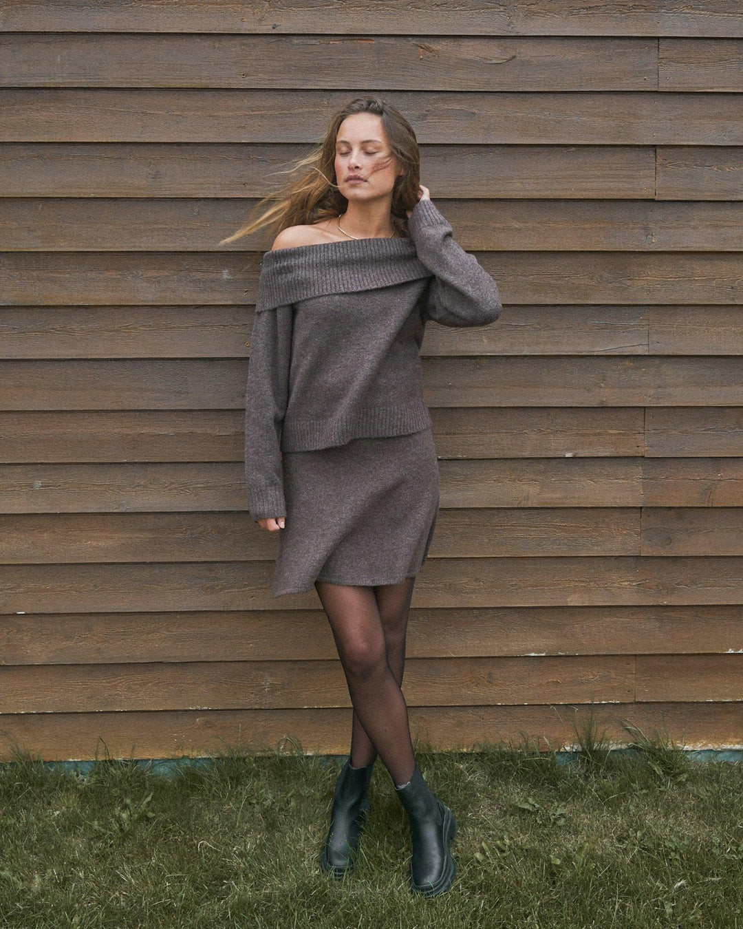 Gisa Knit Skirt Brown Melange | Genser | Smuk - Dameklær på nett