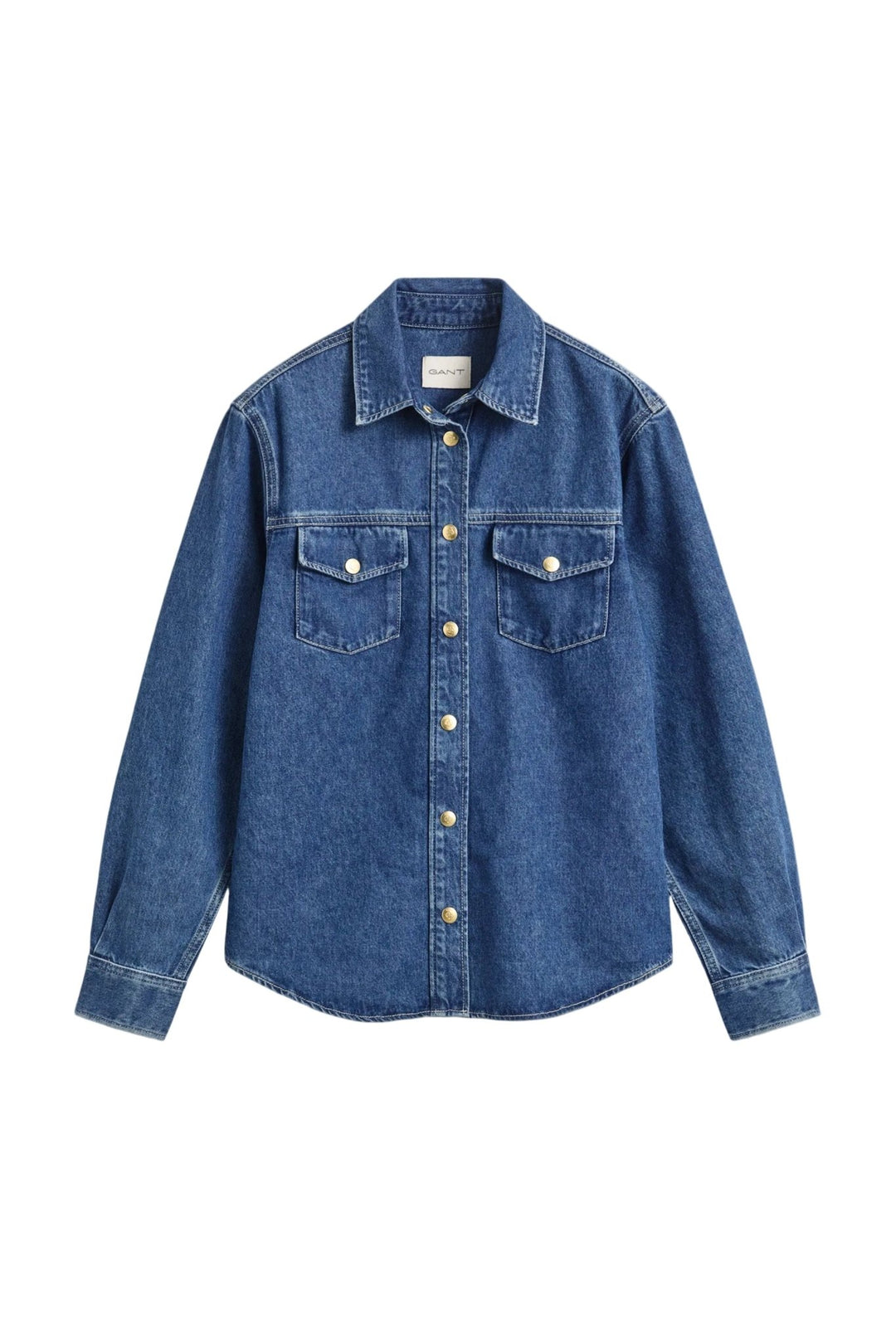 Gold Button Denim Shirt Mid Blue | Skjorter og bluser | Smuk