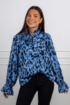 Gracieiw Printed Blouse Blue Painted Dot