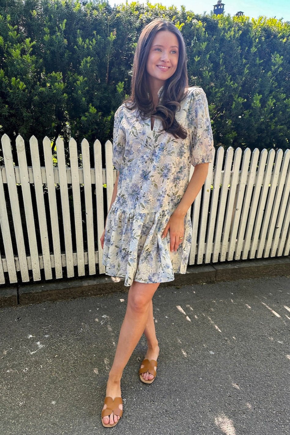 Grete S/S Dress White/Blue | Kjoler | Smuk - Dameklær på nett