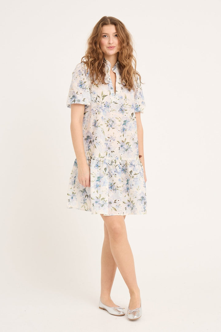 Grete S/S Dress White/Blue | Kjoler | Smuk - Dameklær på nett
