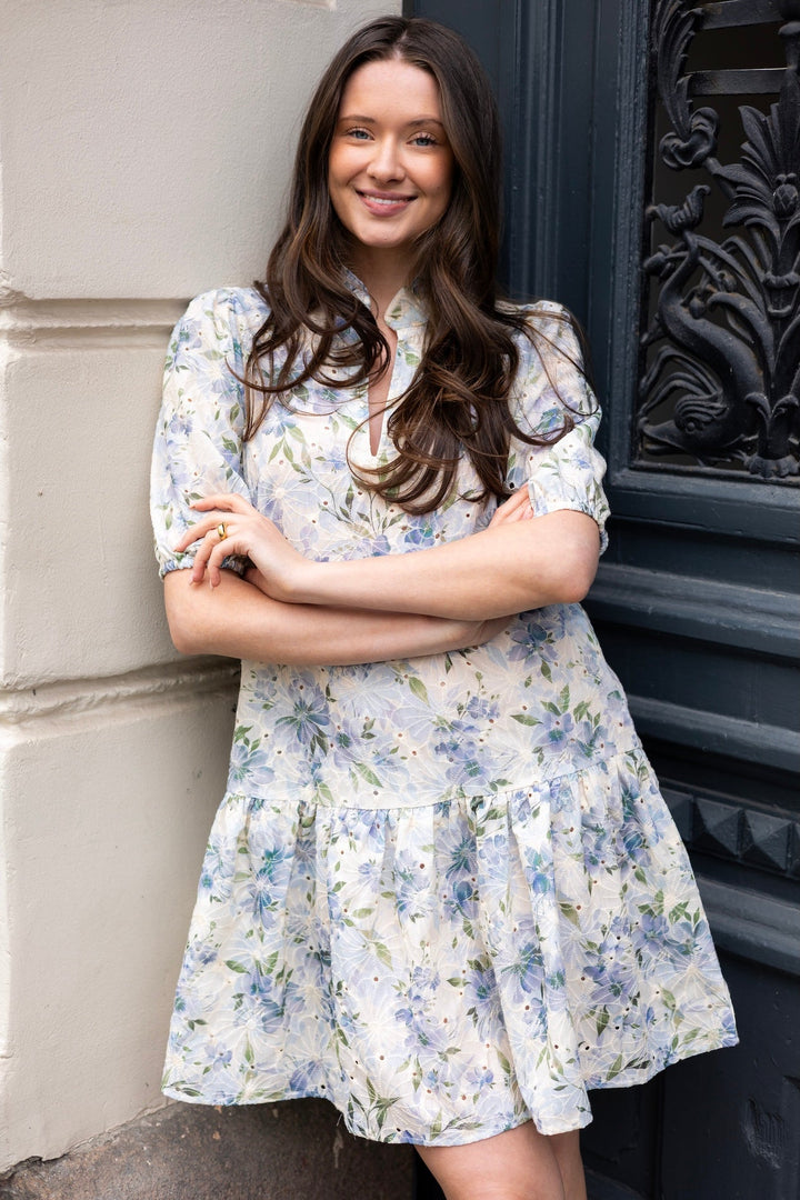 Grete S/S Dress White/Blue | Kjoler | Smuk - Dameklær på nett