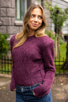 Hairy Knit Fitted Sweater Burgundy