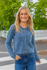 Hairy Knit Jacket Blue