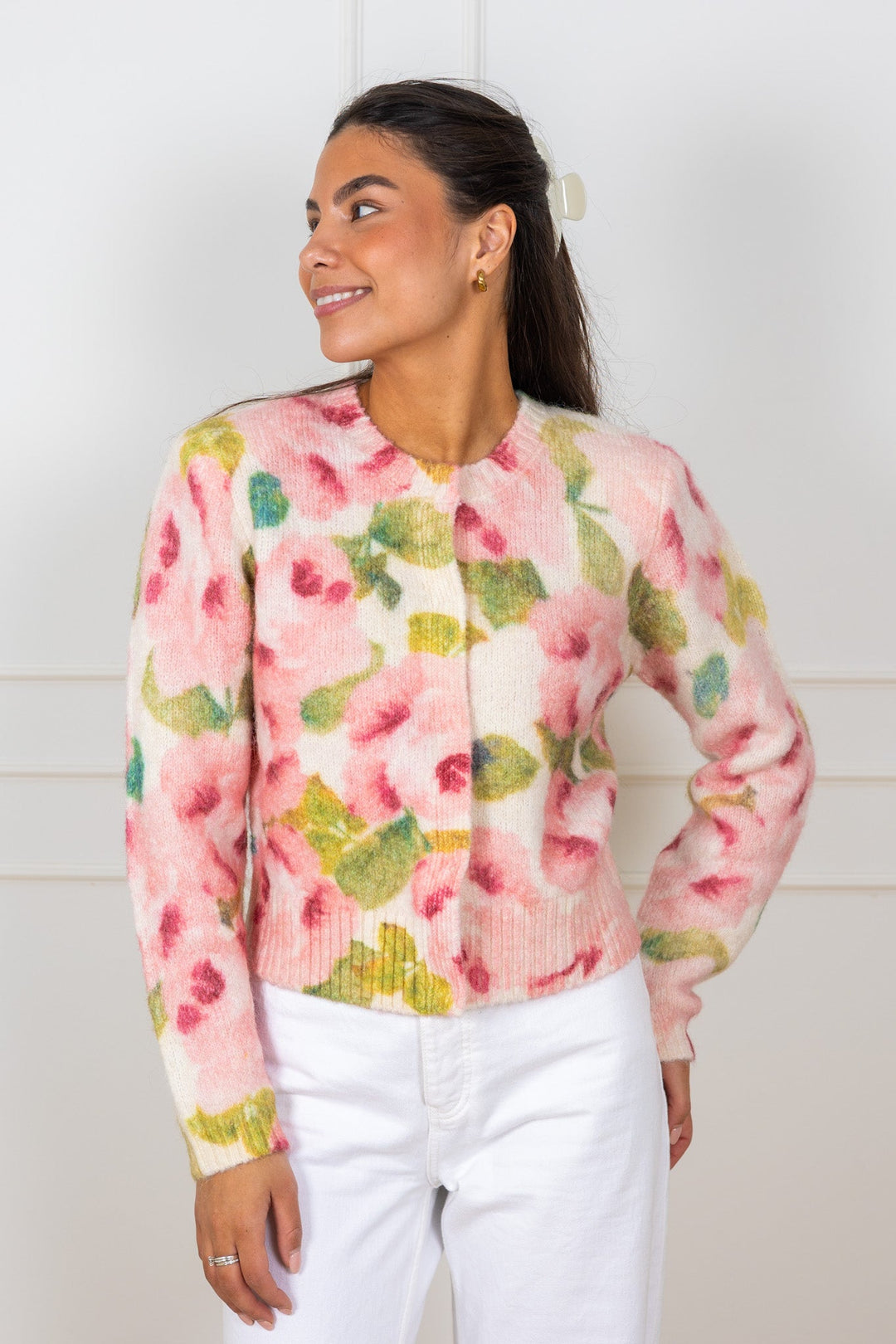 Hairy Knit Jacket Blush Rose | Genser | Smuk