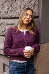 Hairy Knit Jacket Burgundy
