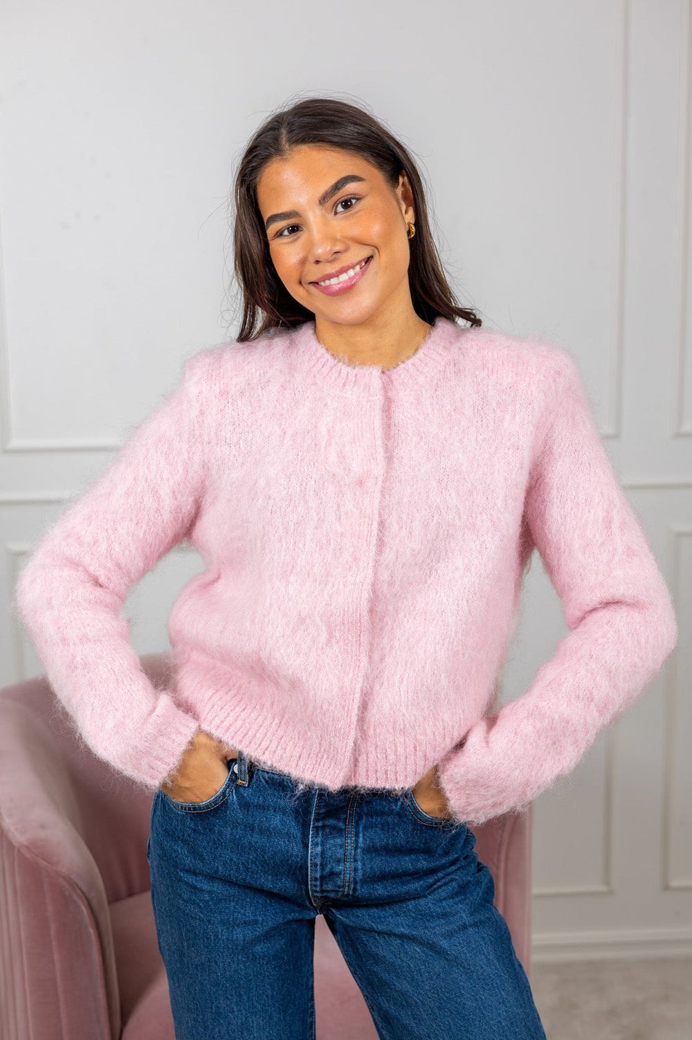 Hairy Knit Jacket Pink | Genser | Smuk - Dameklær på nett
