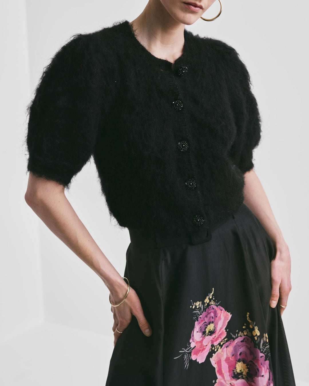 Hairy Knit Puffed Jacket Black | Genser | Smuk - Dameklær på nett