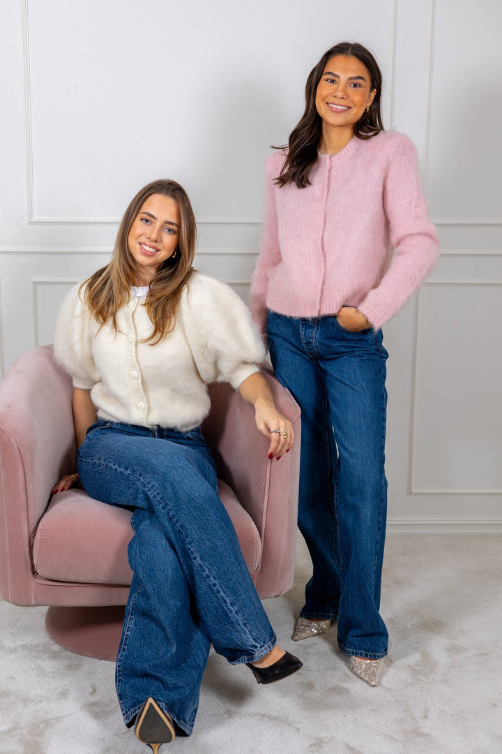 Hairy Knit Puffed Jacket Off White | Genser | Smuk - Dameklær på nett