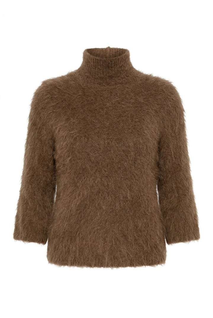 Hairy Knit Turtleneck Brown | Genser | Smuk