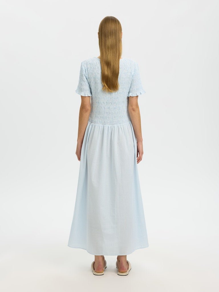 Hannah Regular Ss Ankle Dress Cashmere Blue Stripes | Kjoler | Smuk
