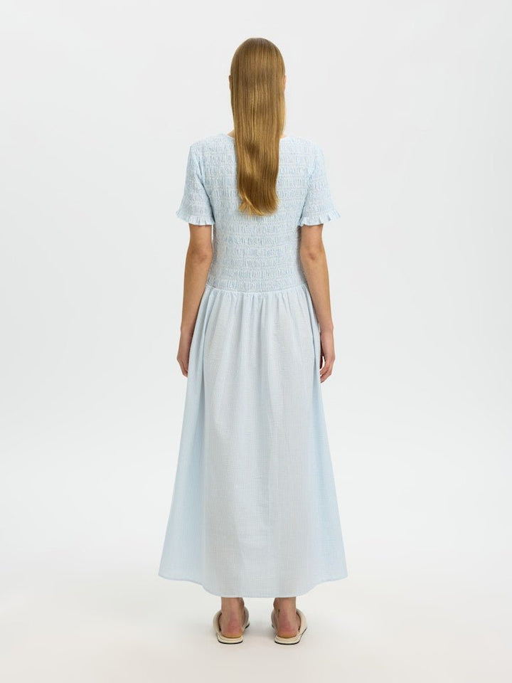 Hannah Regular Ss Ankle Dress Cashmere Blue Stripes | Kjoler | Smuk
