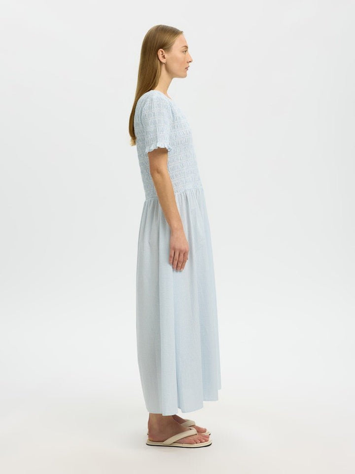 Hannah Regular Ss Ankle Dress Cashmere Blue Stripes | Kjoler | Smuk