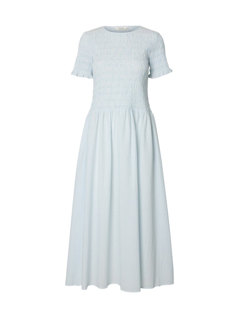 Hannah Regular Ss Ankle Dress Cashmere Blue Stripes | Kjoler | Smuk