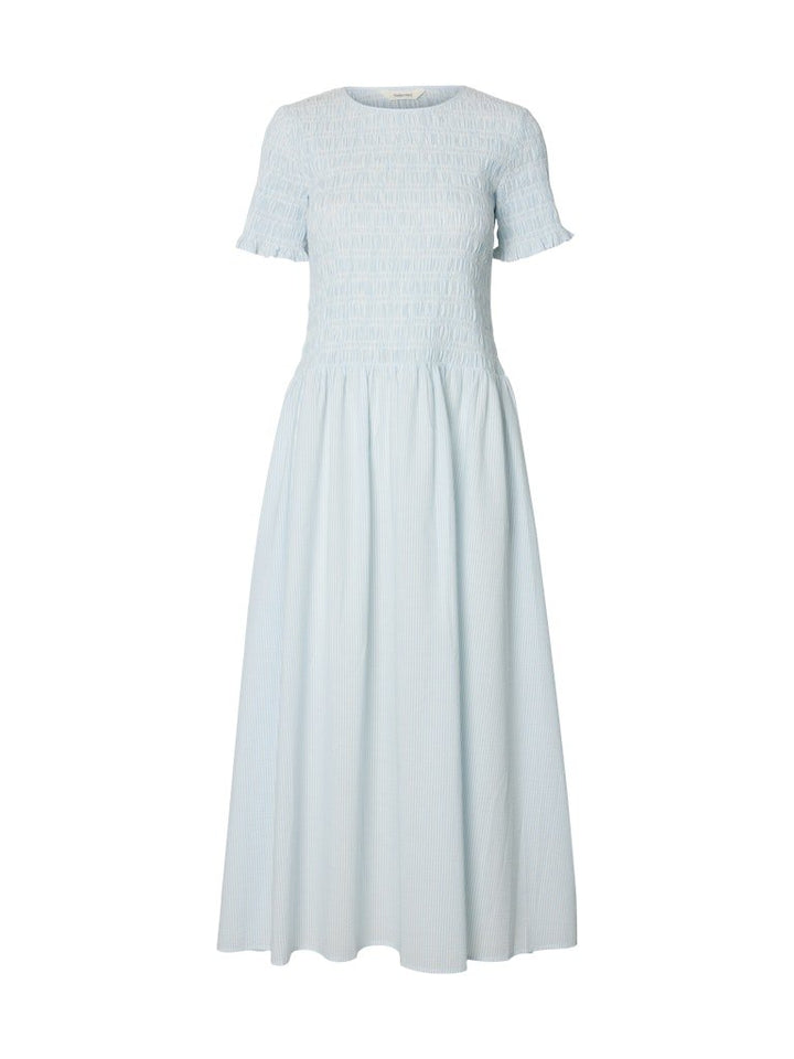 Hannah Regular Ss Ankle Dress Cashmere Blue Stripes | Kjoler | Smuk