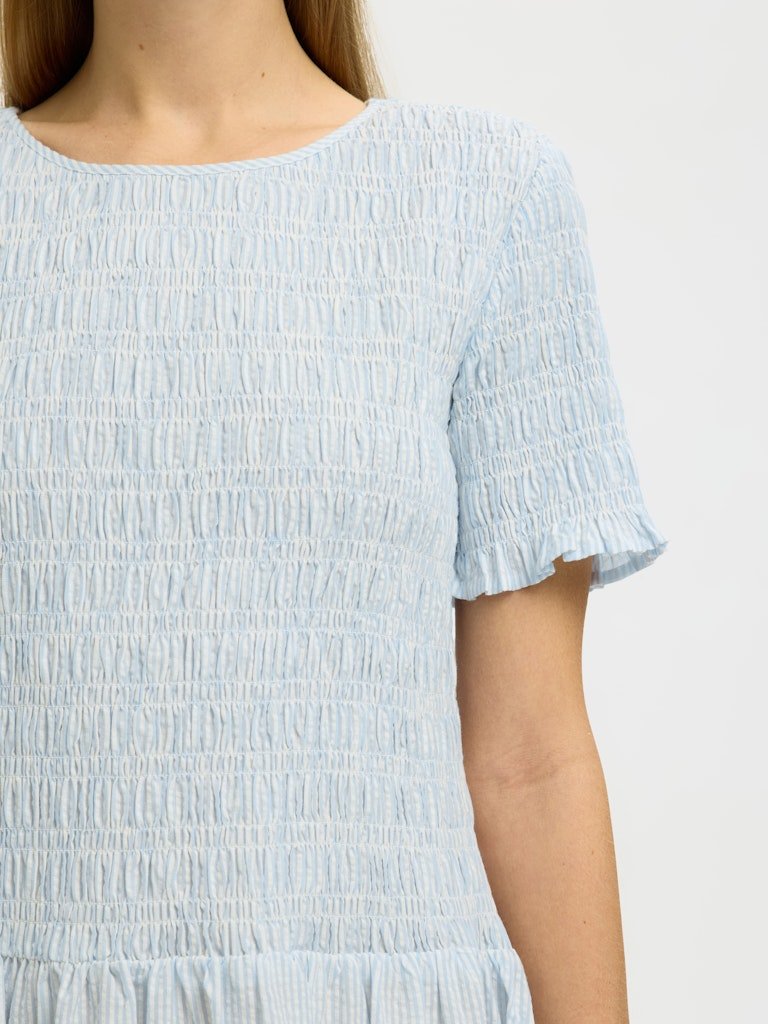 Hannah Regular Ss Ankle Dress Cashmere Blue Stripes | Kjoler | Smuk