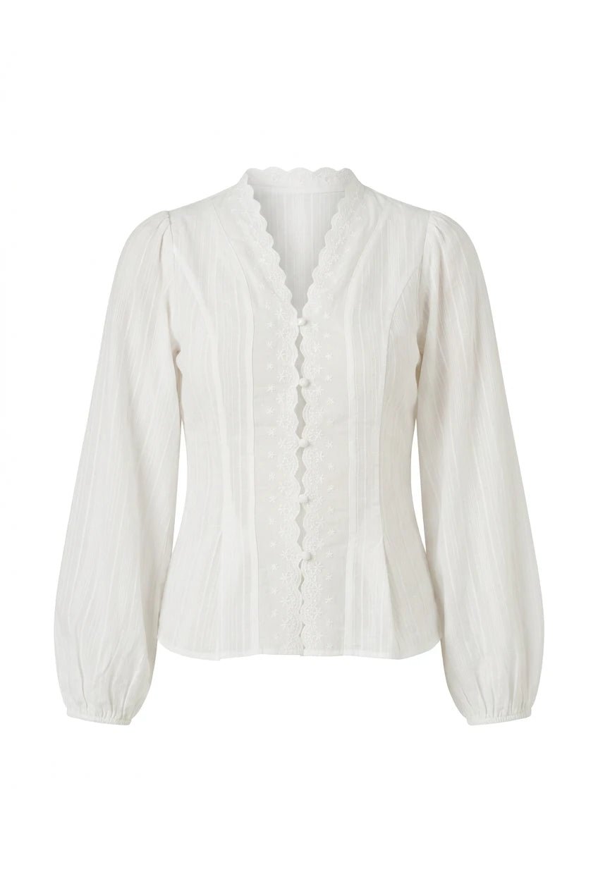 Hazel Shirt White Embroidery | Skjorter og bluser | Smuk