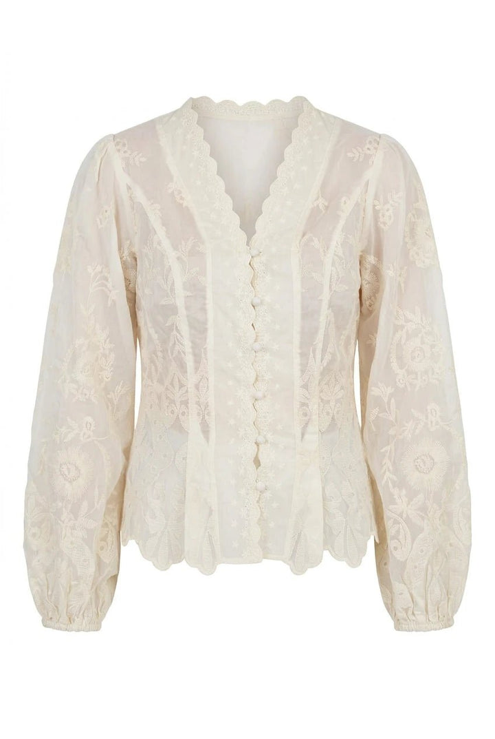 Hazel Shirt White Embroidery | Skjorter og bluser | Smuk
