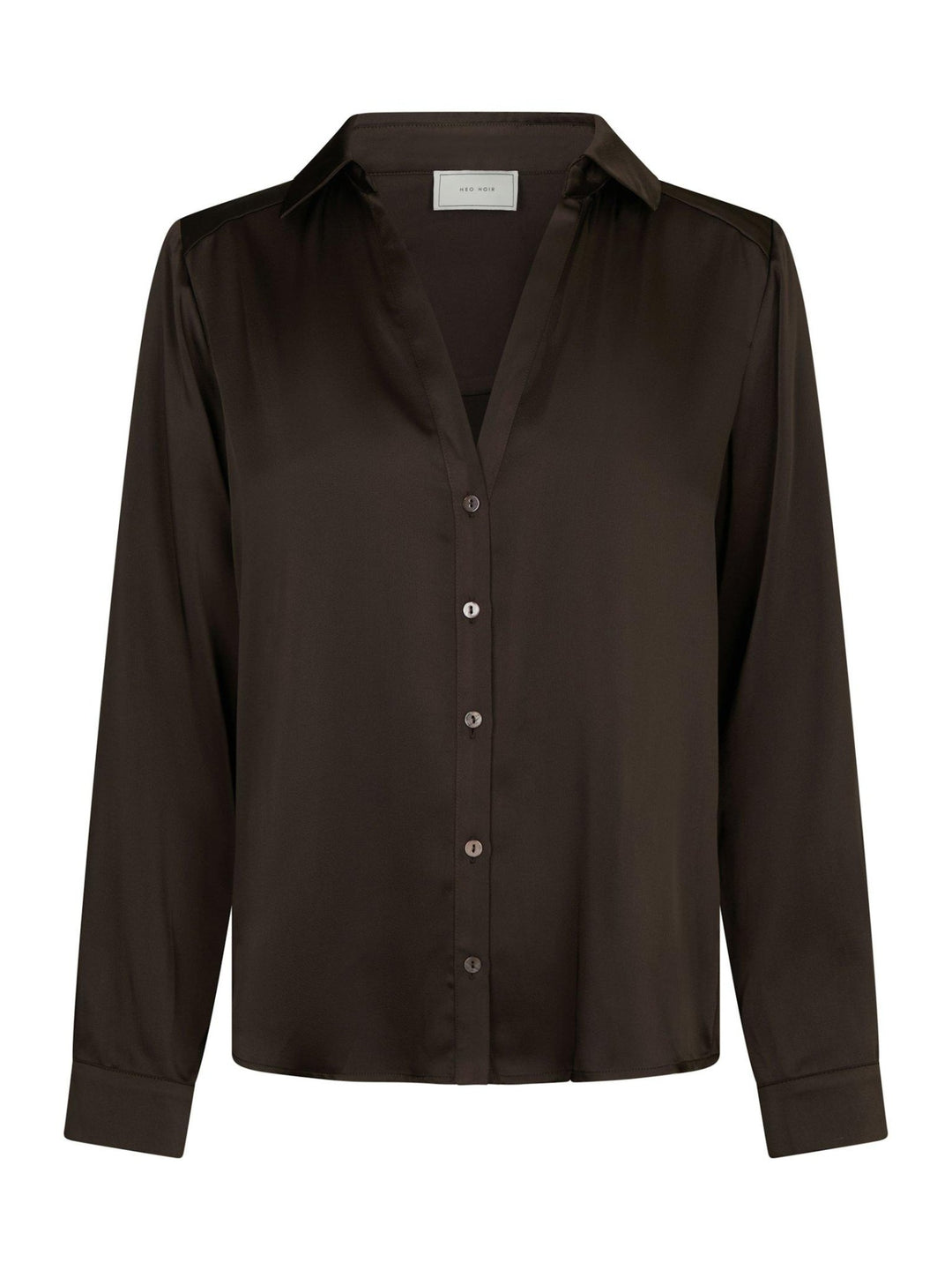 Hazelle Drapy Satin Shirt Dark Brown | Skjorter og bluser | Smuk