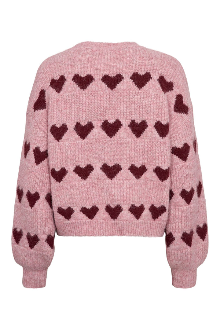 Heart Knit Pullover Bordeaux/Rose | Genser | Smuk