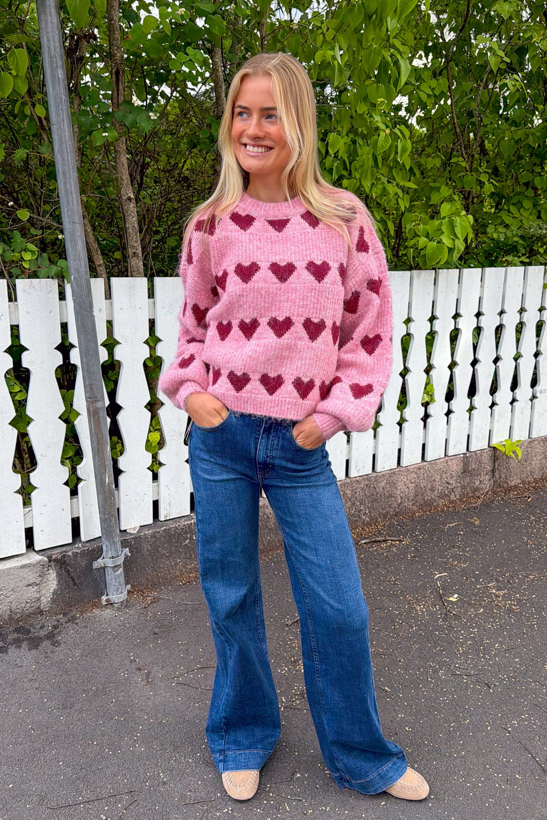 Heart Knit Pullover Bordeaux/Rose | Genser | Smuk