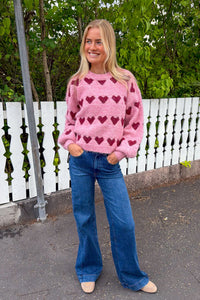Heart Knit Pullover Bordeaux/Rose