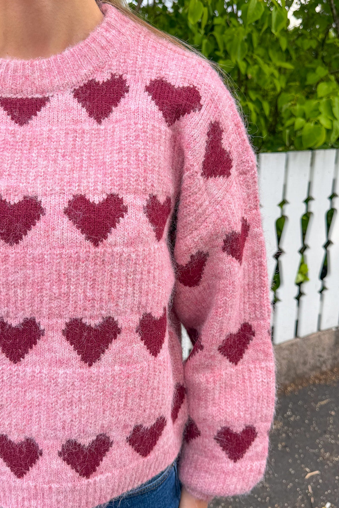 Heart Knit Pullover Bordeaux/Rose | Genser | Smuk