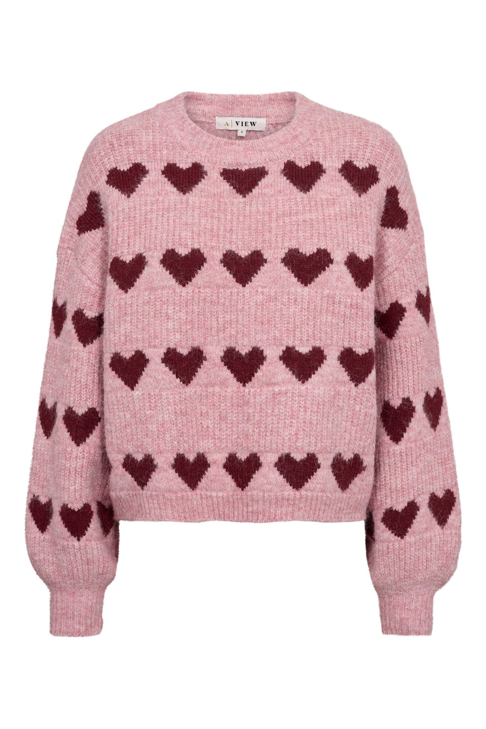 Heart Knit Pullover Bordeaux/Rose | Genser | Smuk