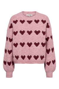 Heart Knit Pullover Bordeaux/Rose