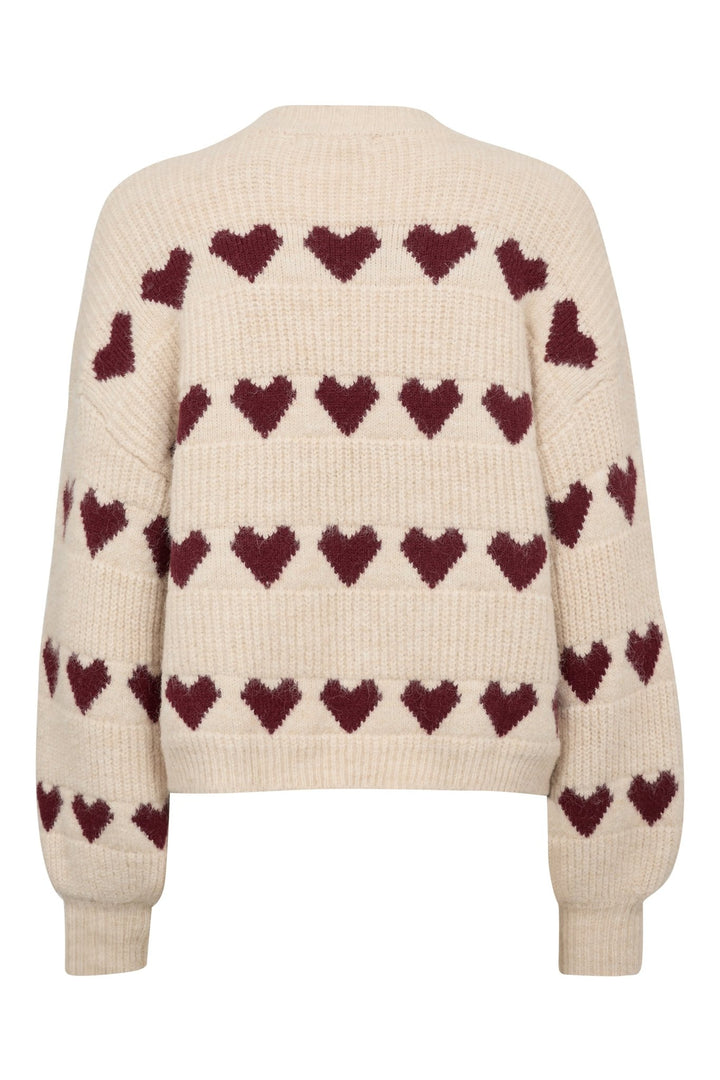 Heart Knit Pullover Off White/Bordeaux | Genser | Smuk - Dameklær på nett