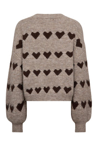Heart Knit Pullover Sand/Brown
