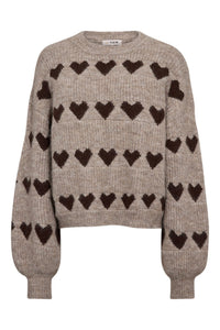 Heart Knit Pullover Sand/Brown