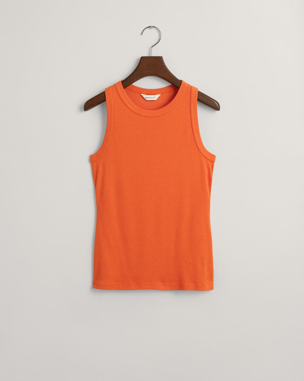 High Neck Ribbed Tank Top Pumpkin Orange | Topper | Smuk - Dameklær på nett