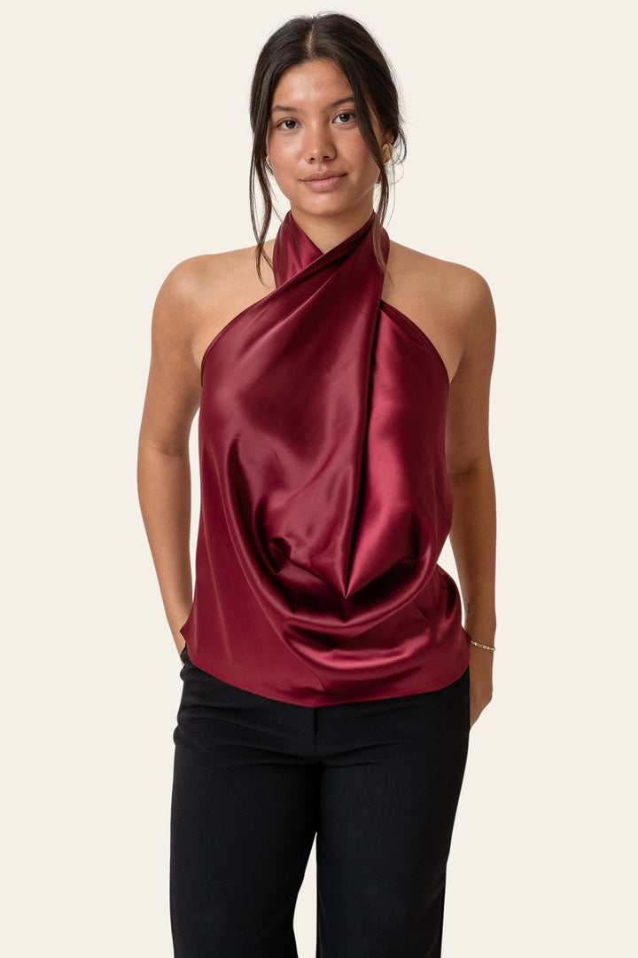 Holly Wrap Top Bordeaux | Topper | Smuk