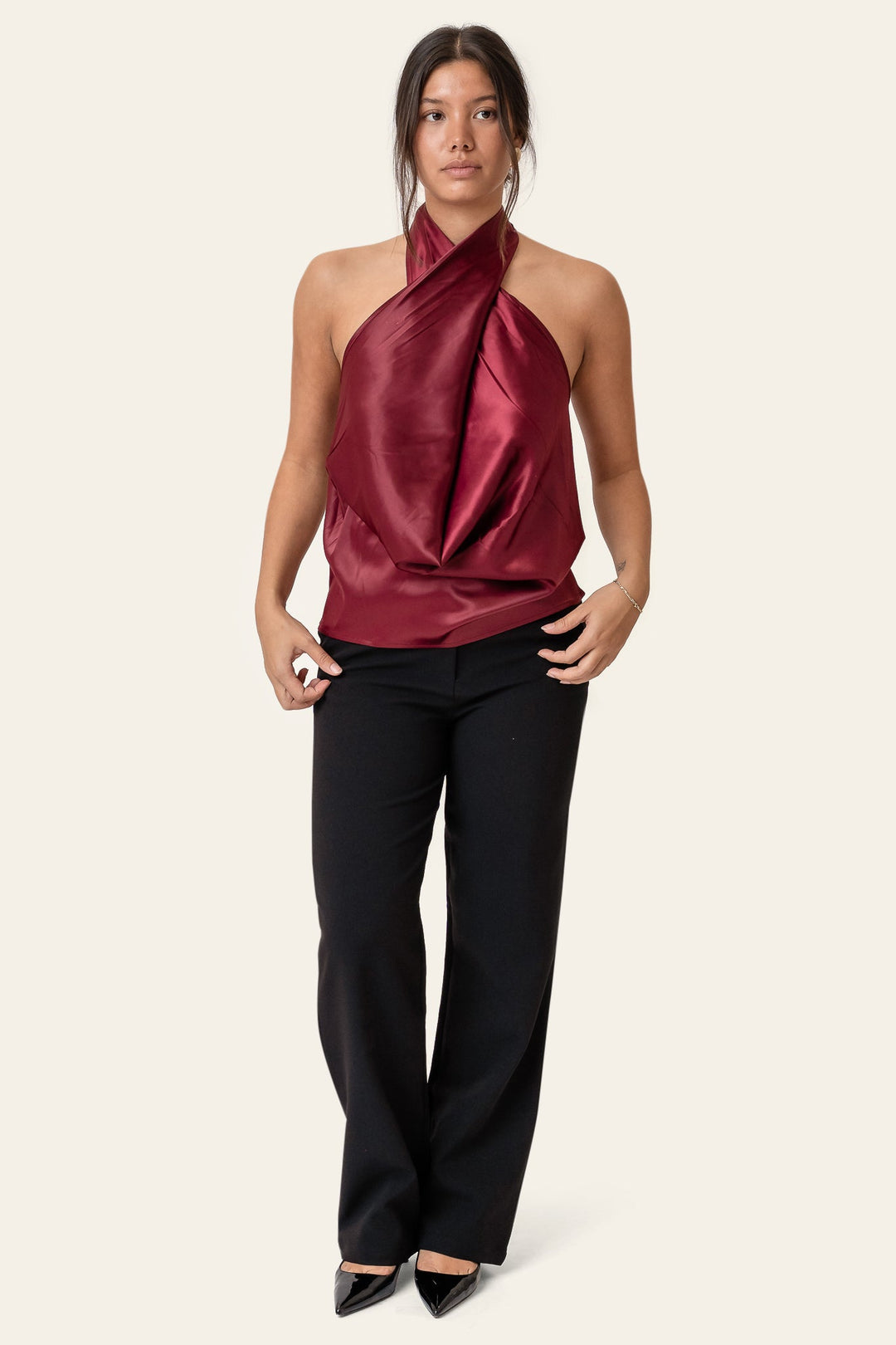 Holly Wrap Top Bordeaux | Topper | Smuk